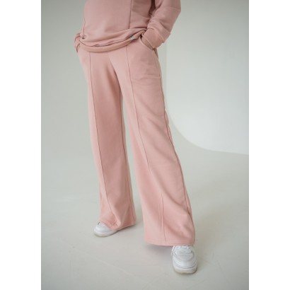 Штаны палаццо для беременных c карманами HN Пудровые